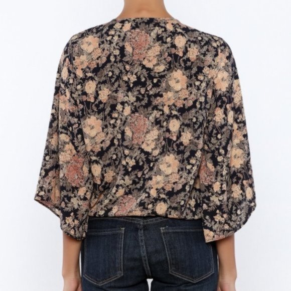 Notations Black and Pink Printed Pattern ¾ Sleeve Blouse - Picture 9 of 9